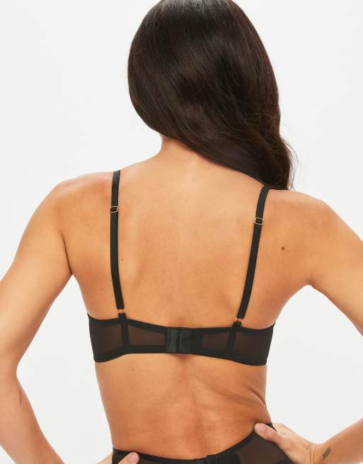 Ann Summers Laced in love padded plunge bra in black, 4 of 4