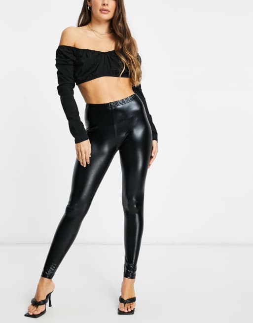 Ann Summers Leggings effet mouille Noir ASOS