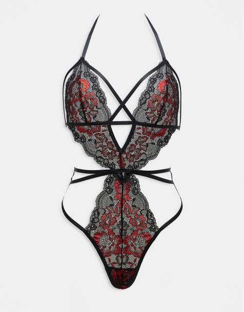 Ann Summers Liberty crotchless body in black/red - view 1