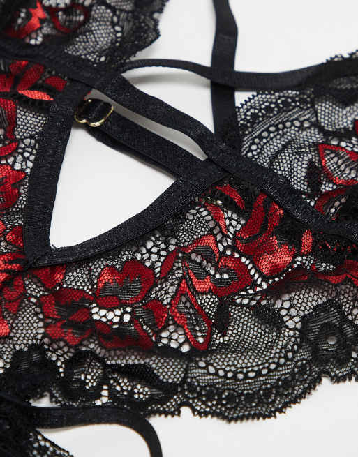 Ann Summers Liberty crotchless body in black/red, 2 of 3
