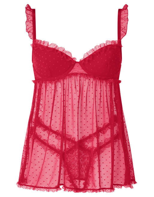 Ann Summers Locked on love crotchless babydoll in red, 4 of 4