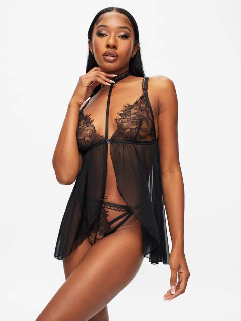 Ann Summers Loveable touch crotchless babydoll in black - view 1