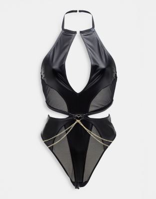 Ann Summers - Lovestruck - Body in Schwarz mit Herzdetail und offenem Schritt-Black