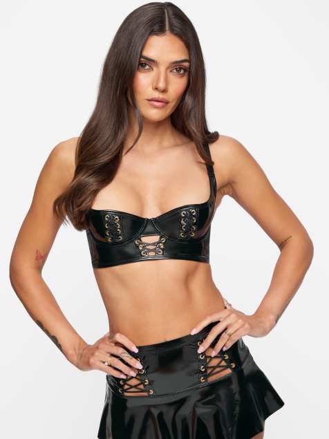 Ann Summers Lustful lure pu bra in black - view 1