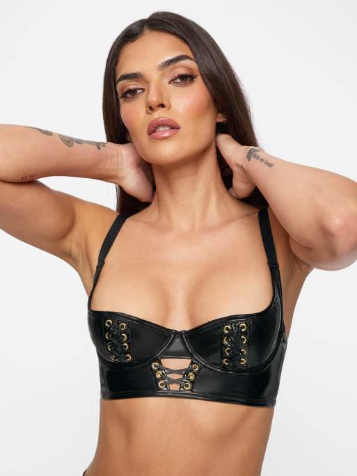 Ann Summers Lustful lure pu bra in black, 4 of 4