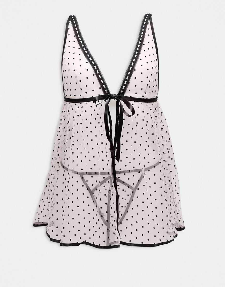 Ann Summers Mesmerising ouvert babydoll set in pink and black