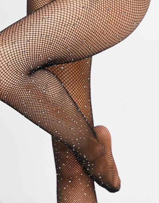 Ann Summers – Netzstrumpfhose in Schwarz mit Strassverzierung