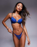 [Ann Summers] Ann Summers Nightfall lingerie thong in blue and black-Multi 18 MULTI