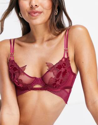 Ann Summers non-padded lace bra in burgundy