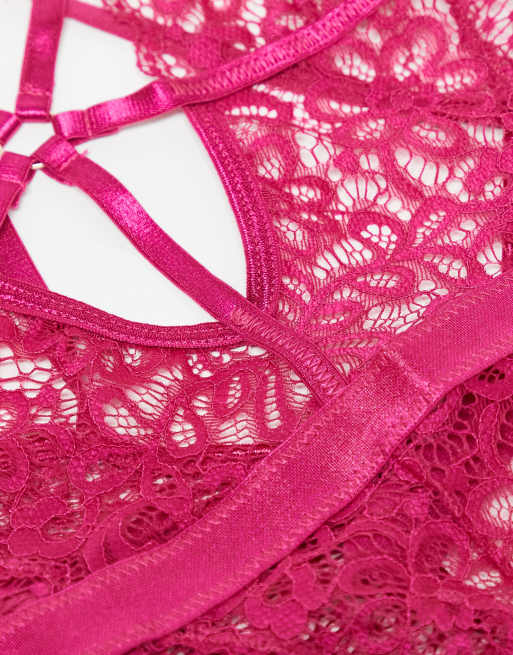 Ann Summers Obession crotchless lace and mesh body in pink PINK
