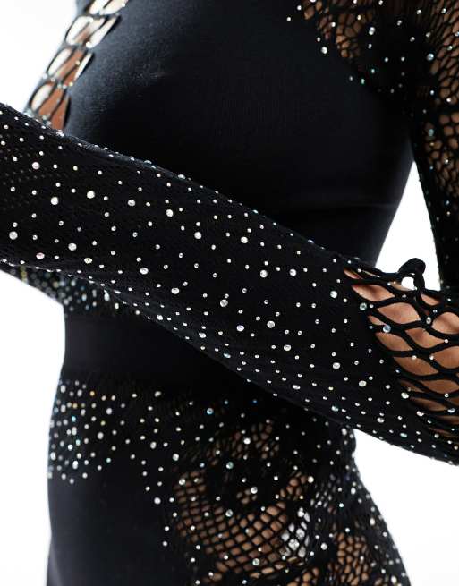 Ann Summers Paisley diamante dress in black - BLACK, 4 of 4