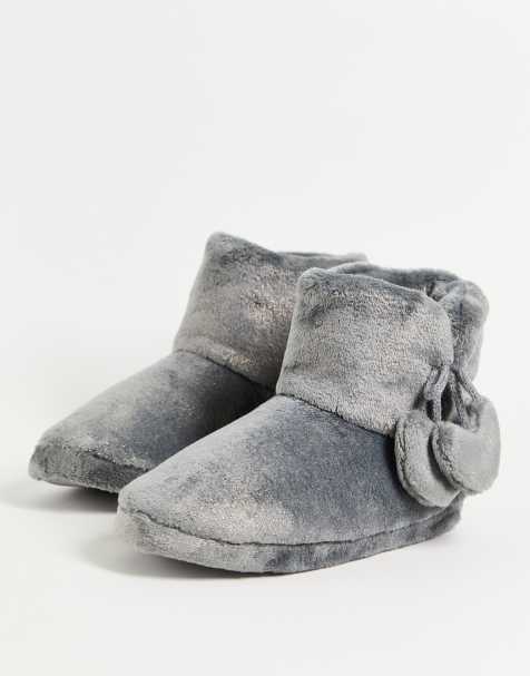 Ann Summers - Pantofole a stivaletto comode, con cuori brillanti, colore grigio - view 1