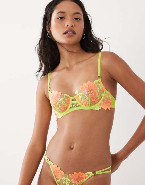 Ann Summers – Paradise Glow – Unwattierter Balconette-BH in Limettengrün - view 1