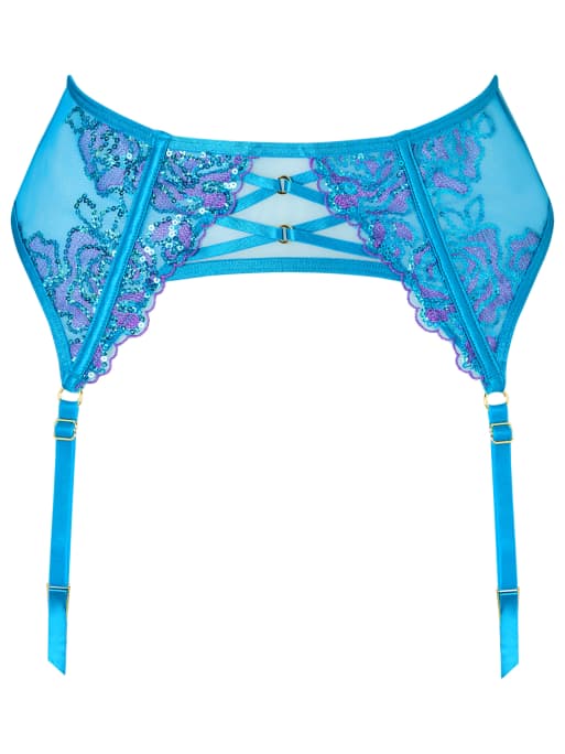 Ann Summers Pearlescent embroidered waspie suspender in turquoise, 4 of 4