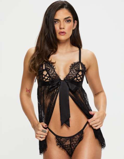 Ann Summers Place in my heart crotchless babydoll set in black - view 1