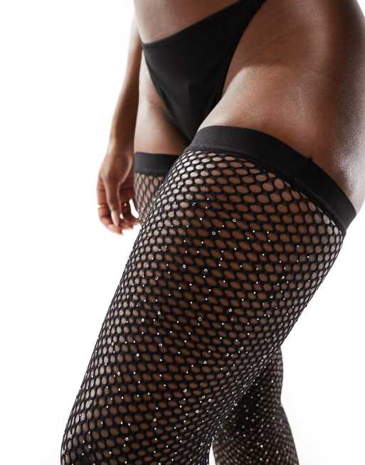 Ann Summers rhinestone fishnet tights in black