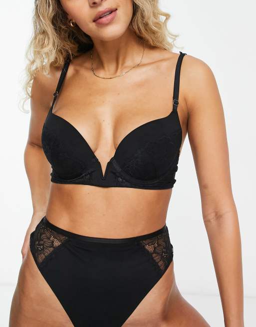 Ann Summers - Plunging - Sort longline-BH med blonder og dyb udskæring