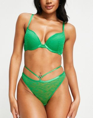 Ann Summers Purity sheer animal mesh strappy brazilian brief in green - ASOS Price Checker