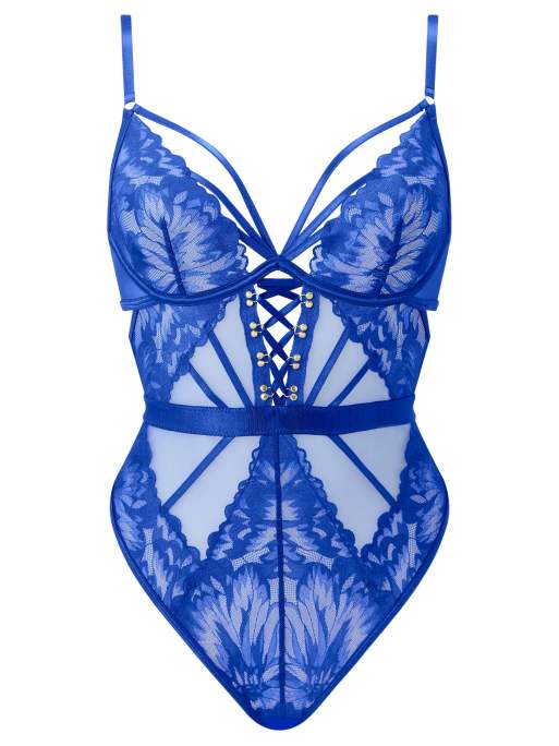Ann Summers Radiant desires lace crotchless lingerie body in blue, 5 of 5