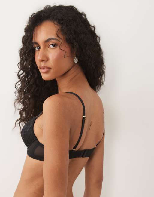 Ann Summers - Reggiseno seducente scollo profondo imbottito in pizzo nero, 3 di 4
