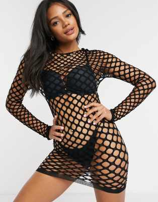 black fishnet dress