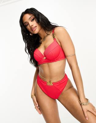 Ann Summers - Riviera - Bikinihose in Rot mit hohem Bund