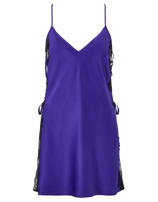 Ann Summers Rosalie satin lace chemise lingerie in navy, 3 of 5