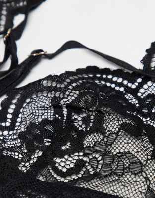 Ann Summers Rosella Crotchless Lingerie Set In Black