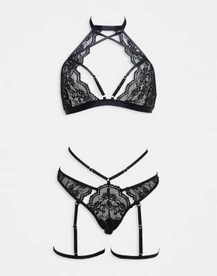 Ann Summers - Rosella - Lingerie-Set aus Spitze in Schwarz