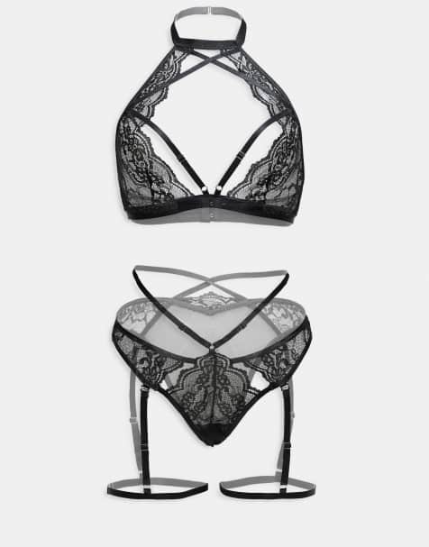 Ann Summers – Rosella – Set in Schwarz mit offenem Schritt - view 1