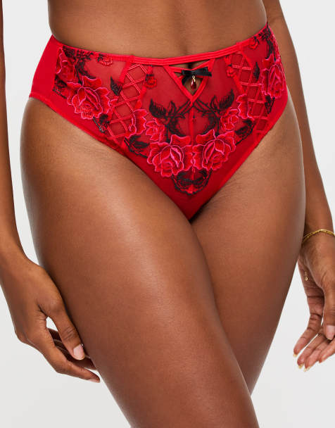 Ann Summers Roses are red high waisted brazilian in red - view 1