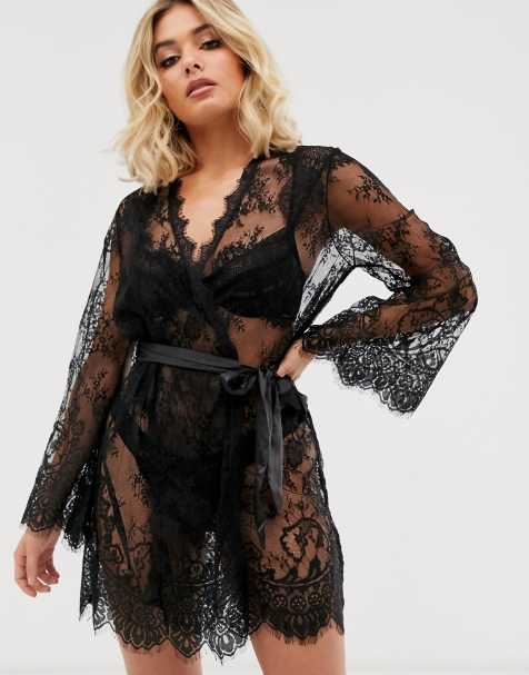 Ann Summers – Saria – Geschnürte Robe in Schwarz