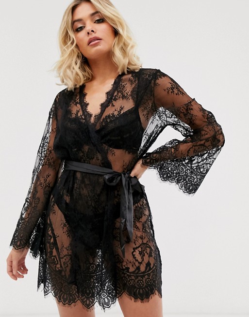 Ann Summers Saria lace robe in black