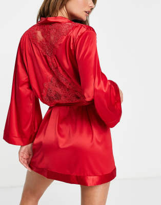 Short red silk on sale robe