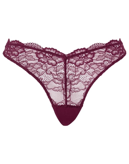 Ann Summers Seduce me lace crotchless thong in burgundy, 4 of 4