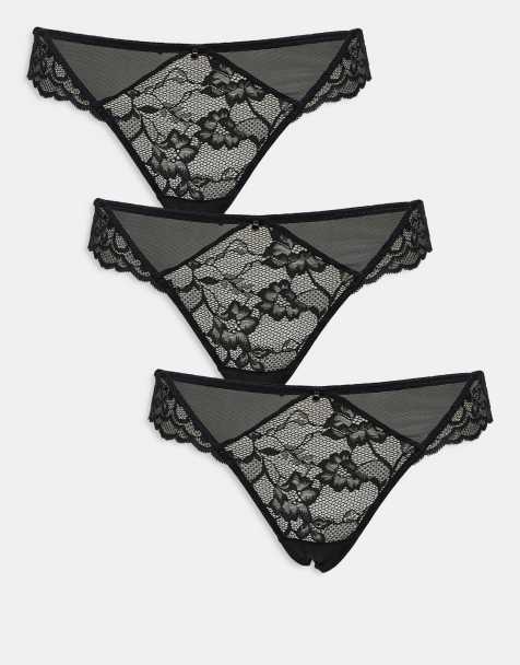 Ann Summers seksowne koronkowe figi brazylijskie 3-pack czarne - view 1