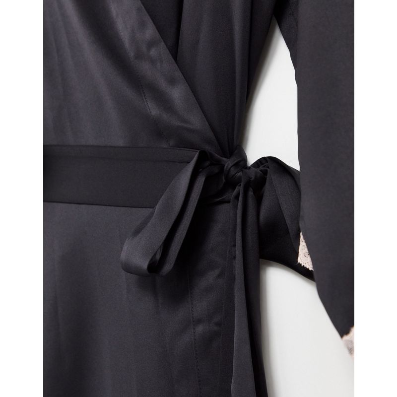 Vestaglie Donna Ann Summers - Selena - Vestaglia stile kimono in raso con bordi in pizzo, colore nero