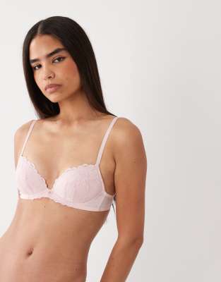Sexy Lace - 2er-Pack tief ausgeschnittene BHs aus Spitze in Weiß und Blassrosa Weiß 34DD