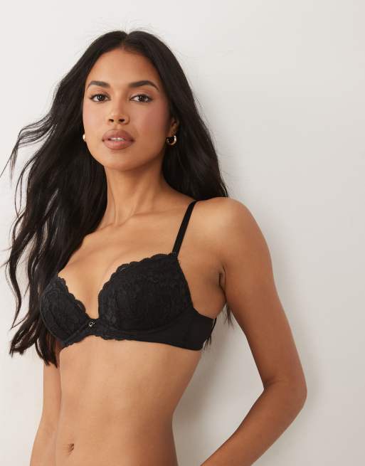 Ann Summers – Sexy Lace – 2er-Pack wattierte BHs in Schwarz und Beige mit tiefem Ausschnitt, 3 von 4