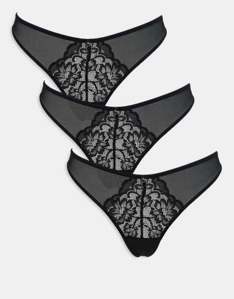 Ann Summers Sexy lace 3 pack thongs in black- save £4 - view 1
