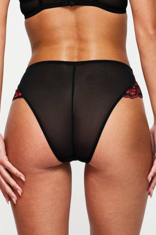 Ann Summers Sexy lace high waisted brazilian in black/red, 4 of 5