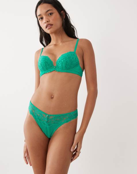 Ann Summers sexy lace lingerie thong in vivid green - view 1