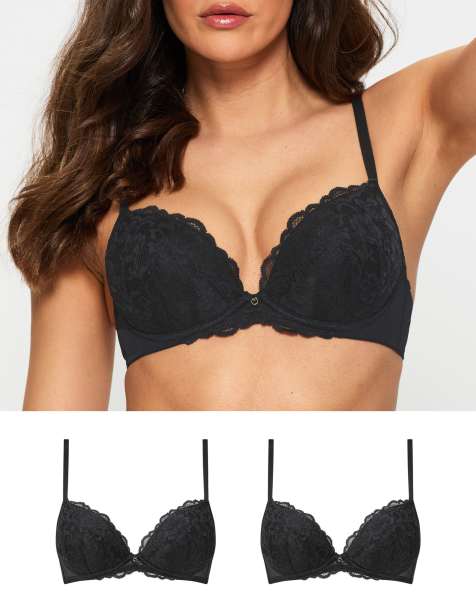 Ann Summers Sexy lace padded plunge 2 pack in black- save £2 - view 1