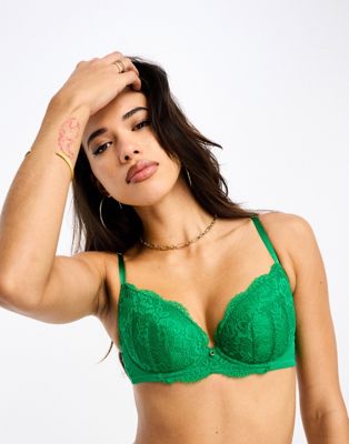 Ann Summers Sexy Lace padded plunge bra in green