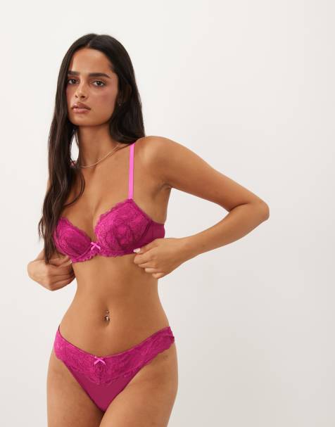 Ann Summers Sexy Lace padded plunge bra in purple - view 1