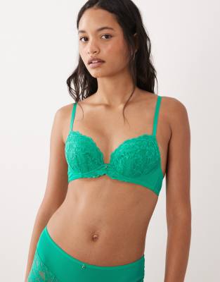 Ann Summers Sexy Lace Padded Plunge Bra In Green