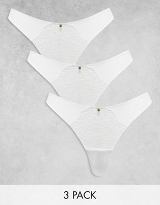 Ann Summers Sexy Lace Planet 3 pack Thongs  in white