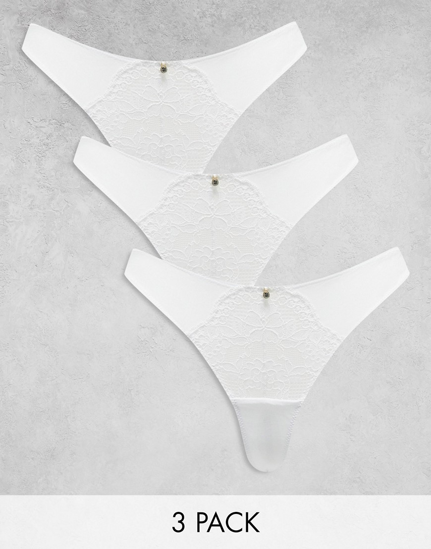 Ann Summers Sexy Lace Planet 3 pack Thongs in white