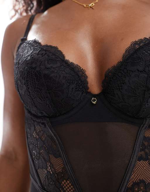 Ann Summers - Sexy Lace Planet - Body rembourré avec armature - Noir, 3 de 4