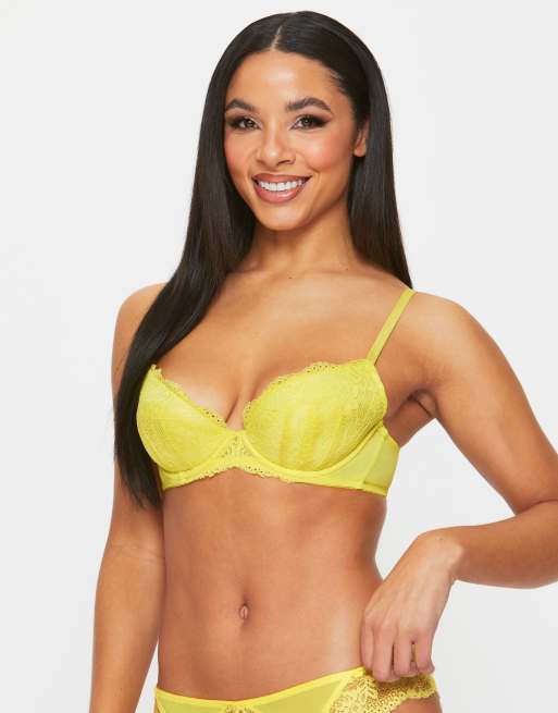 Ann Summers – Sexy Lace Planet – Gul, vadderad behå med djup urringning